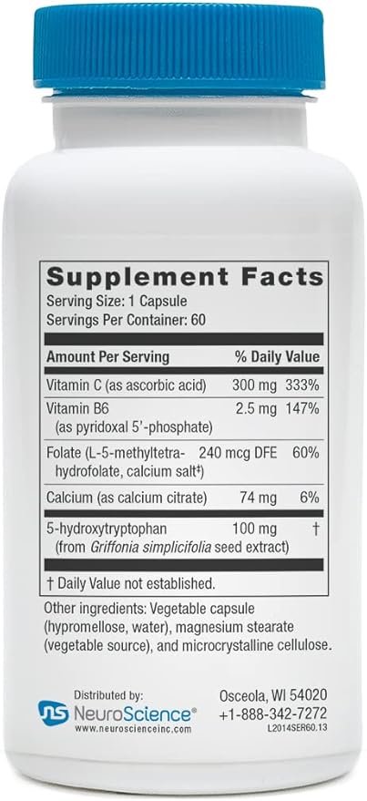 Neuroscience Serene - Sleep Aid Without Melatonin - Emotional Support Supplement with 5-HTP, Calcium, and B Vitamins for Serotonin Balance and Healthy Sleep Cycles (60 ct)