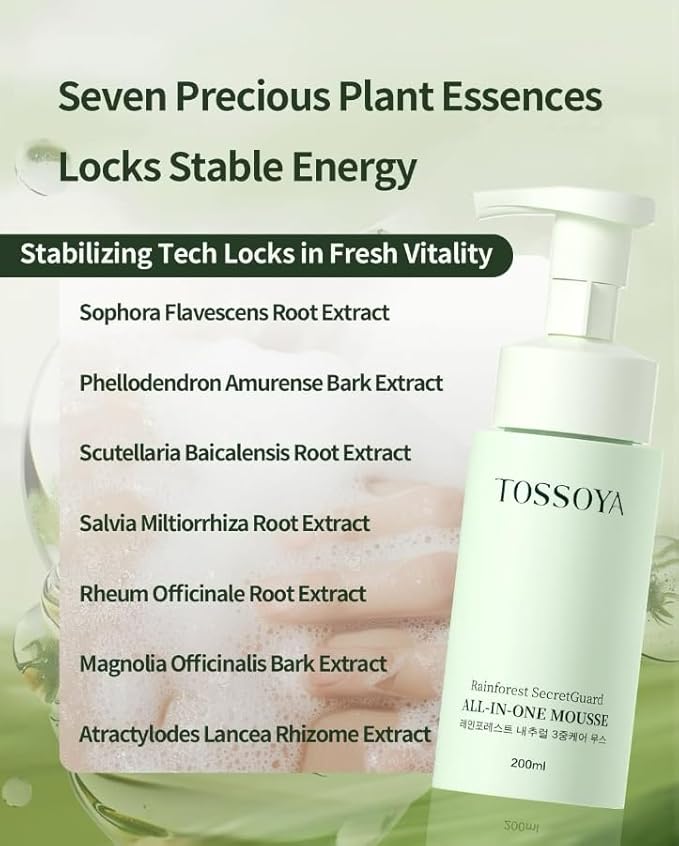Tossoya™ Gentle Intimate Mousse - pH Balanced Daily Cleanser for Sensitive Skin - Refreshing & Hydrating Feminine Wash - Plant-Based Formula - 200ml (6.76 fl oz)