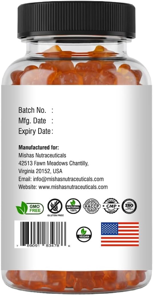 Mishas Nutraceuticals Hair Skin & Nails Gummies - Supports Healthy Hair - Vegan biotin Vitamins for Women & Men Supports Faster Hair Growth, Stronger Nails, Healthy Skin, Extra Strength 60 Counts