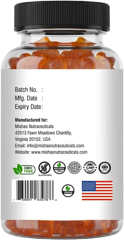 Mishas Nutraceuticals Hair Skin & Nails Gummies - Supports Healthy Hair - Vegan biotin Vitamins for Women & Men Supports Faster Hair Growth, Stronger Nails, Healthy Skin, Extra Strength 60 Counts