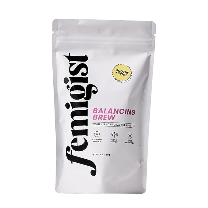 Femigist Balancing Brew Hormone Tea for Women, Loose Leaf Herbal Blend with Raspberry, Spearmint, Licorice, Nettle, PMS Relief, PCOS Cycle Support, Caffeine-Free Fennel Menstrual Cramp Tea