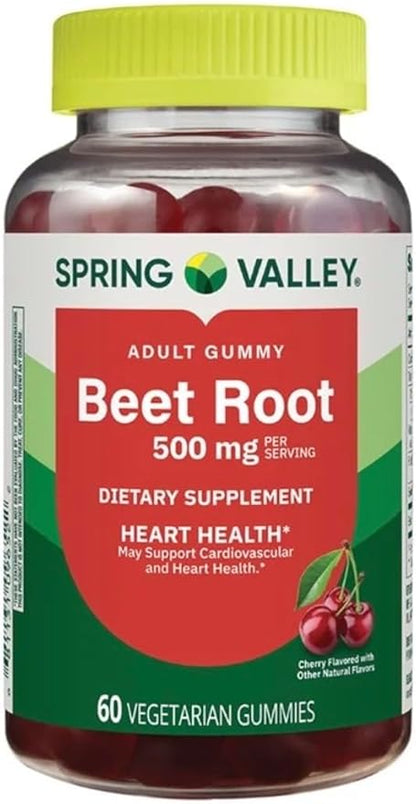 Beetroot Dietary Supplement Gummies, Cherry, 500 mg, 60 Count