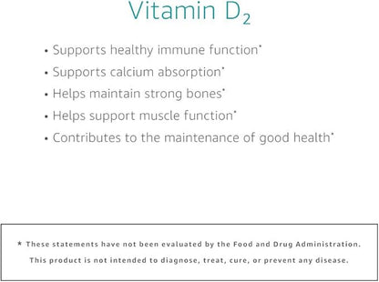 Amazon Elements Vitamin D2 2000 IU, Vegan, Supports Strong Bones and Immune Health, 2 Month Supply (Packaging May Vary), 65 Capsules (Pack of 2)