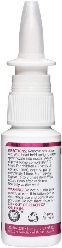 NutriBiotic Nasal Spray 1 Fl Oz | Nasal Lubricant with Grapefruit Seed Extract & Sodium Chloride | Help Flush Irritants from Nasal Passages | Convenient Measured Dose Pump | Drug-Free & Non-Medicated