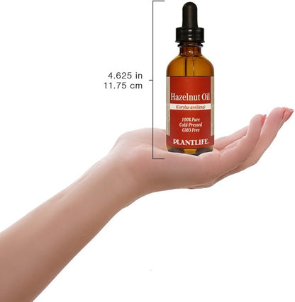 Plantlife Hazelnut Carrier Oil - Cold Pressed, Non-GMO, and Gluten Free Carrier Oils - for Skin, Hair, and Personal Care - 2 oz