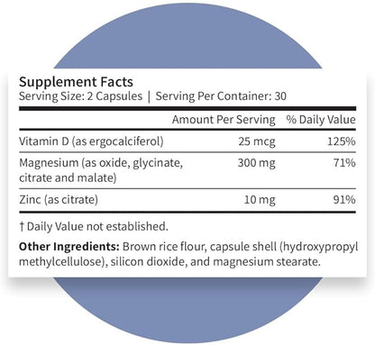 Pattern Wellness Magnesium Complex – Supports Muscle, Bone & Relaxation Health – with Zinc & Vitamin D – Daily Support Formula – 60 Vegan Capsules