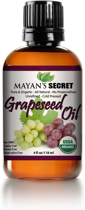 USDA Certified Organic GRAPESEED Oil Anti-Aging MOISTURIZER - Facial Cleanser | Unrefined, Cold Pressed | Essential to Reduce Skin Wrinkles and Stretch Marks | Dandruff Remover
