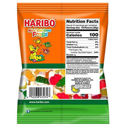 HARIBO Gummi Candy, Mini Rainbow Frogs, 5 oz. Bag (Pack of 12)