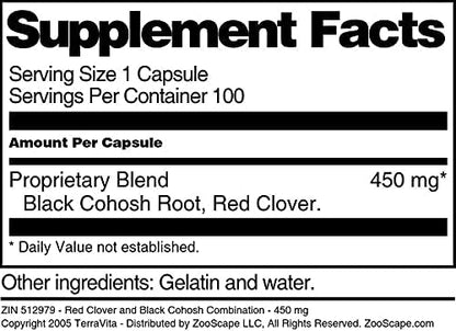 Red Clover and Black Cohosh Combination - 450 mg (100 Capsules, ZIN: 512979) - 3 Pack