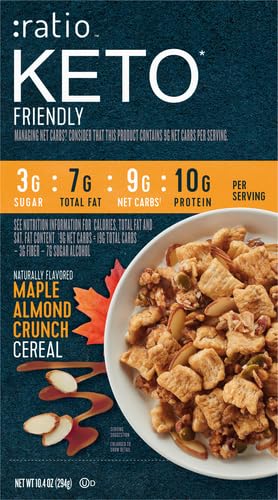 Ratio Trio Maple Almond Crunch Cereal, 10g Protein, Keto Friendly, 10.4 oz (Pack of 4)