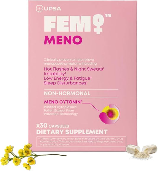 FEM Meno Menopause Supplements for Women - Non-Hormonal Menopause Relief for Hot Flashes & Night Sweats - Hormone Balance Support for Sleep, Mood & Energy - 30 Capsules
