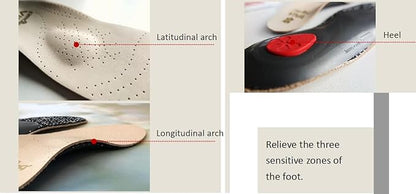 Pedag Viva | Leather Arch Support Inserts | Handmade in Germany | Plantar Fasciitis Relief | Heel Cushion | Activated Charcoal Odor Control | Metatarsal Support Pad | Tan | Women US 5/ EU 35