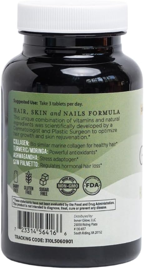 Advanced Hair, Skin & Nails Vitamins – Doctor-Developed Hair Supplement with Biotin, Collagen Peptides, Vitamin D & B12 – Clinically Tested 12-Week Results, Made in USA, Non-GMO