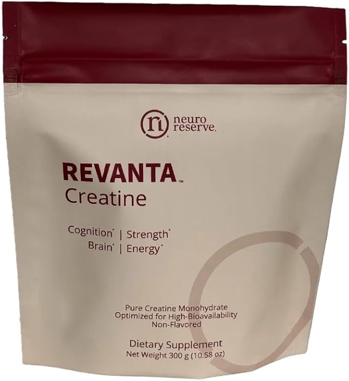 REVANTA Creatine Monohydrate Powder Cognitive & Lean Muscle Support Supplement for Women, Men Cellular Energy for Memory, Focus, Strength & Healthy Aging Professional Grade, Unflavored (300 Grams)