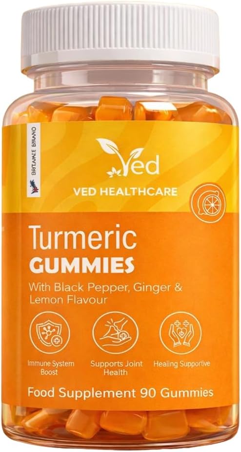Ved Turmeric Supplement - Turmeric and Ginger Supplement Gummies, Turmeric Ginger Chews, Turmeric and Ginger Gummies for Inflammation Support