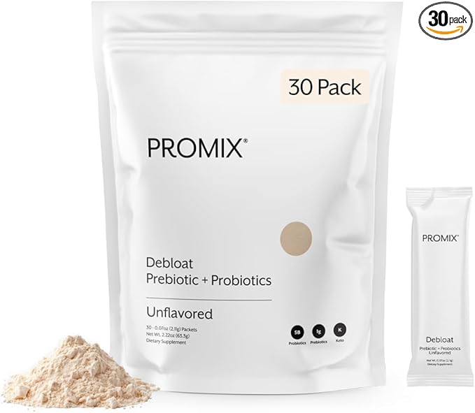 ProMix Nutrition Debloat Prebiotics and Probiotics Immune Support Supplement for Digestion, Cortisol Health, Gut Cleanse - Unflavored - 30 Servings (Pack of 30)