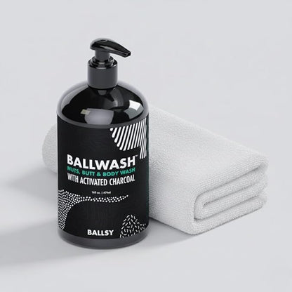 Ballsy Ballwash Charcoal Body Wash for Men - Moisturizing Men’s Bodywash with Coconut Oil – Soap for Men & Great for your Most Intimate Areas, 16 Oz