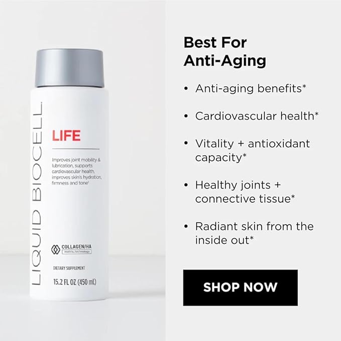 Liquid Bio-Cell Life, Liquid Collagen Supplement with Hyaluronic Acid, Joint & Skin Support, Sugar Free, 450 mL 15.2 fl oz