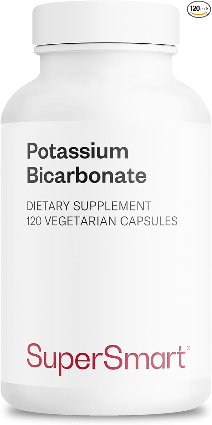 Supersmart - Potassium Bicarbonate 5400mg per Day (High Dose) - Electrolyte Mineral - Acid-Base Balance pH - Heart, Muscle & Nerve Health | Non-GMO & Gluten Free - 120 Vegetarian Capsules