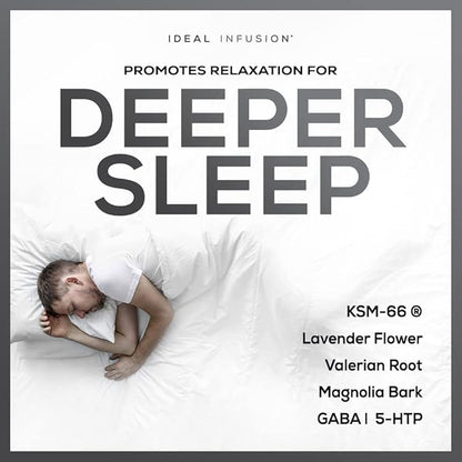 Ideal Infusion Nighttime Muscle Recovery & Deep Sleep Supplement: Stress Support and Hormone Balance - Zinc + Magnesium Glycinate, Ashwagandha KSM-66 - Melatonin-Free (90 Capsules)
