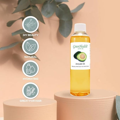 GreenHealth Avocado Carrier Oil – 4 fl oz (118 ml) Plastic Bottle w/Cap – 100% Pure Carrier Oil
