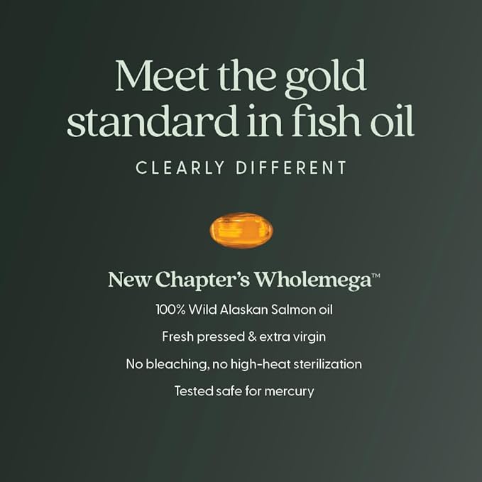 New Chapter Wholemega for Moms Fish Oil Supplement, Tiny Capsules, 2000mg per Serving, Prenatal DHA with Omega-3 + Vitamin D3 for Prenatal & Postnatal Support, 500mg Each - 90 Count