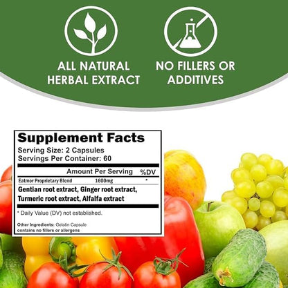 VH Nutrition Eatmor | Appetite Booster | Weight Gain Pills* for Women and Men | Designed for Women with Gentian, Ginger, Alfalfa | 120 Easy-to-Swallow Capsules