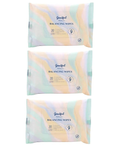 Goodful Wellness pH Balancing Wipes, 30 Count (Pack of 3) Hypoallergenic Feminine Wipes, Gentle pH Balanced Wipes Women, Unscented Intimate Wipes