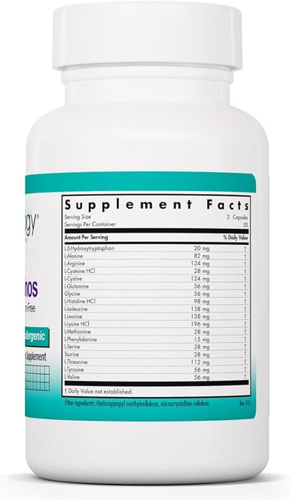 Nutricology Free Aminos Supplement - Essential Amino Acids Complex, Lean Muscle Mass Support, Vegetarian Capsules - 100 Count