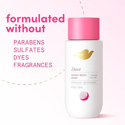 Dove Intimate Wash for Women - Gynecologist Tested Unscented Hydrating pH Optimized Feminine Wash For Sensitive Skin, 8 oz