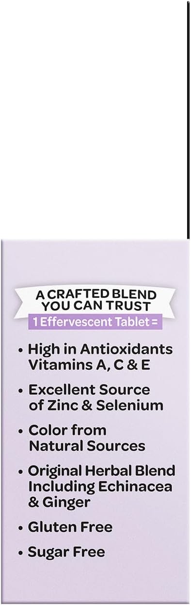 Airborne Elderberry Extract + Vitamin C 1000mg (per Serving) - Effervescent Tablets (20 Count in a Box), Gluten-Free Immune Support Supplement, with Vitamins A C E, Zinc, Selenium, Sugar Free