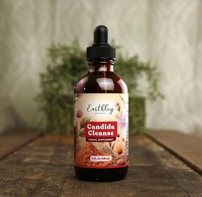 Earthley Wellness Candida Cleanse, Herbal Tincture for Yeast Overgrowth, Gut and Liver Support, Organic Digestive Balance Supplement (2 Oz)
