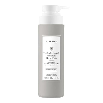 Naturium Multi-Peptide Advanced Body Wash, Rejuvenate, Cleanse & Smooth, with Rice Amino Acids & Vitamin E, 500 mL / 16.9 fl oz