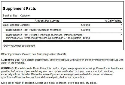 Swanson Black Cohosh (Standardized) 20 Milligrams 120 Capsules