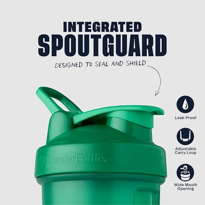 BlenderBottle Classic V2 Shaker Bottle Perfect for Protein Shakes and Pre Workout, 20-Ounce, Emerald Green