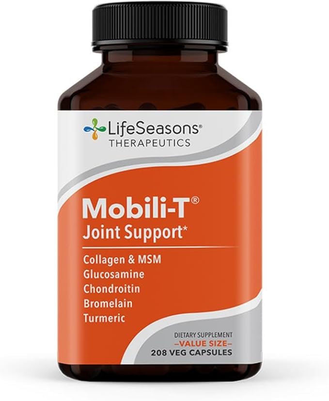 LifeSeasons Mobili-T - Joint Support Supplement - Reduces Aches & Discomforts - Increase Range of Motion - Rebuild Tissue & Cartilage - MSM Chondroitin Collagen Glucosamine & Turmeric - 208 Capsules