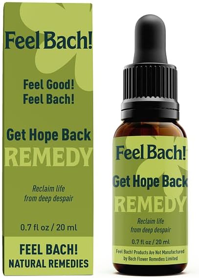Feel Bach! Get Hope Back Remedy - Natural Homeopathic Flower Essences for Reclaim Life From Deep Despair - Renew & Overcome the Darkness Vegan, Gluten & Sugar-Free, Non-Habit Forming, 20ml (0.7 fl oz)