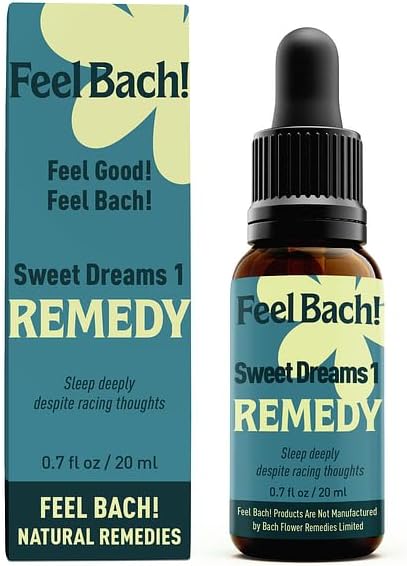 Feel Bach! Sweet Dreams #1 Remedy - Natural Homeopathic Flower Essences for Racing Thoughts, Emotional Fatigue, Promotes Deep Sleep, Vegan, Gluten & Sugar-Free, Non-Habit Forming, 20ml (0.7 fl oz)