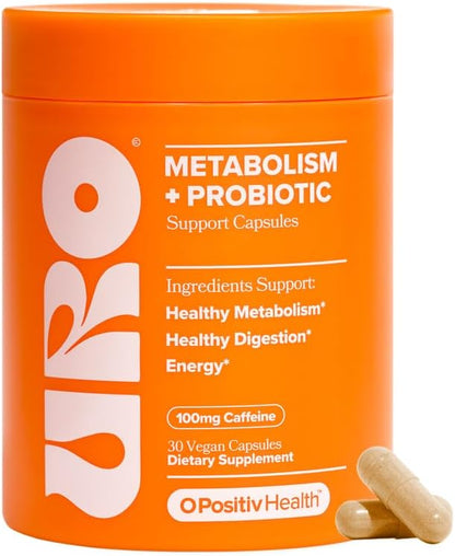 URO Metabolism + Probiotic Support Capsules – Metabolism, Gut Health & Sustained Energy – with Chromium Picolinate, Green Coffee Bean Extract & Targeted Probiotics – 1 Month Supply – 30 Servings