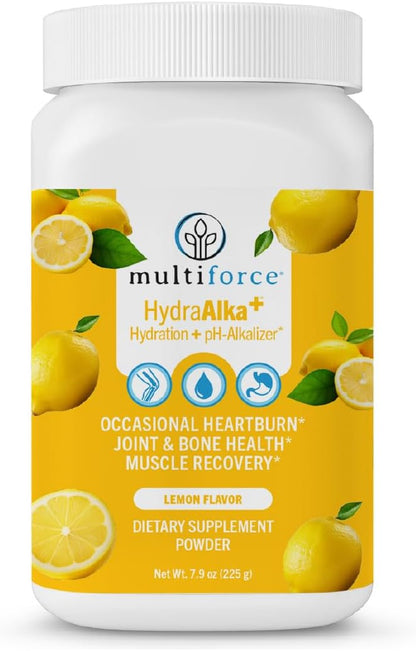 HydraAlka+ Premium Alkalizing Supplement | Beats Acid & Non-Chronic Heartburn | Hydrates with Electrolytes | Supports pH Balance, Muscle Recovery & Bone Health | 30 Servings, 3 Flavors