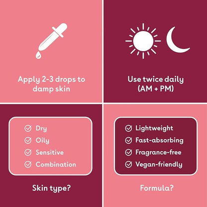 Q+A Hyaluronic Acid Facial Serum (30ml), Natural Hydrating Face Serum, for Plump Skin, Anti Ageing, Fragrance Free, Delivers Deep, Lasting Hydration, Rehydrates and Softens the Skin