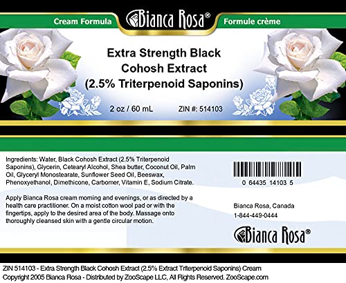 Bianca Rosa Extra Strength Black Cohosh Extract (2.5% Triterpenoid Saponins) Cream (2 oz, ZIN: 514103) - 2 Pack