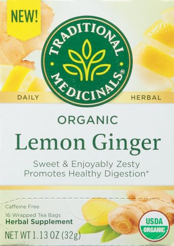 Traditional Medicinals Organic Lemon Ginger Tea, 1.13 Oz, 16 Count (Pack of 2)