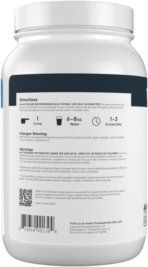 Transparent Labs Grass-Fed Whey Protein Isolate - Naturally Flavored, Gluten Free Whey Protein Powder with 28g of Protein per Serving & 9 Amino Acids - 30 Servings, Chocolate Peanut Butter