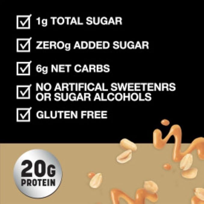KIND Protein MAX Sweet & Salty Caramel Peanut Crisp Snack Bars, 20g ofProtein, Keto Friendly, 1g ofSugar Per Bar, Gluten Free, 4 Count Box (Pack of 8)