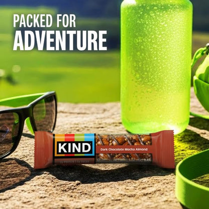 KIND Bars, Dark Chocolate Mocha Almond, Healthy Snacks, Gluten Free, Low Sugar, 5g Protein, 12 Count