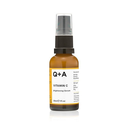 Q+A Vitamin C Brightening Face Serum (30ml), Vitamin C Serum for Face with Hyaluronic Acid, Hydrating and Anti-Ageing, Fragrance Free Skincare, Brightens Skin and Evens Out Skin Tone