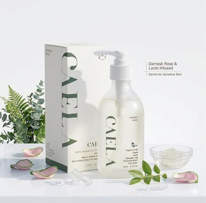 CAELA Feminine Wash Gel Fairgreen, pH-Balanced Intimate Cleanser for Women, Triple Lactobacillus Ferment Complex, Vegan K-Beauty with Green Tea & Mugwort, Sulfate-Free, 6.76 Fl Oz