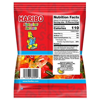 HARIBO Gummi Candy, Alphabet Letters, 5 oz. Bag (Pack of 12)