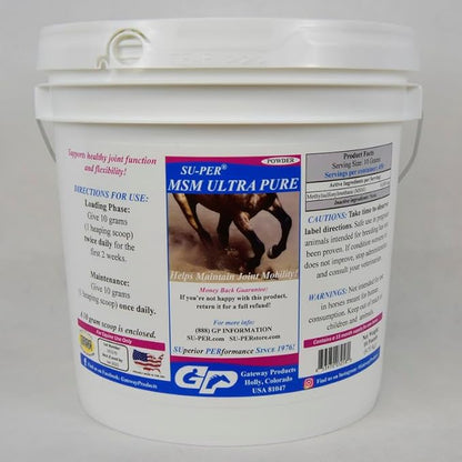 SU-PER MSM Ultra Pure Horse Joint Supplement - Helps Maintain Joint Mobility and Flexibility - 10 Pound, 15 Month Supply